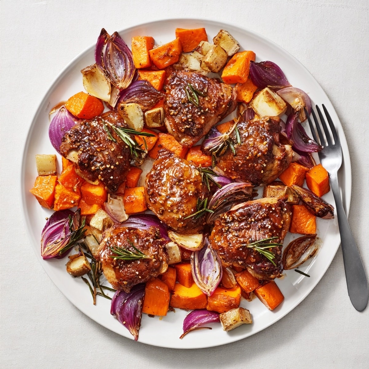 Warm Honey-Glazed Chicken Recipe with colorful root veggies, a comforting and flavorful dinner.