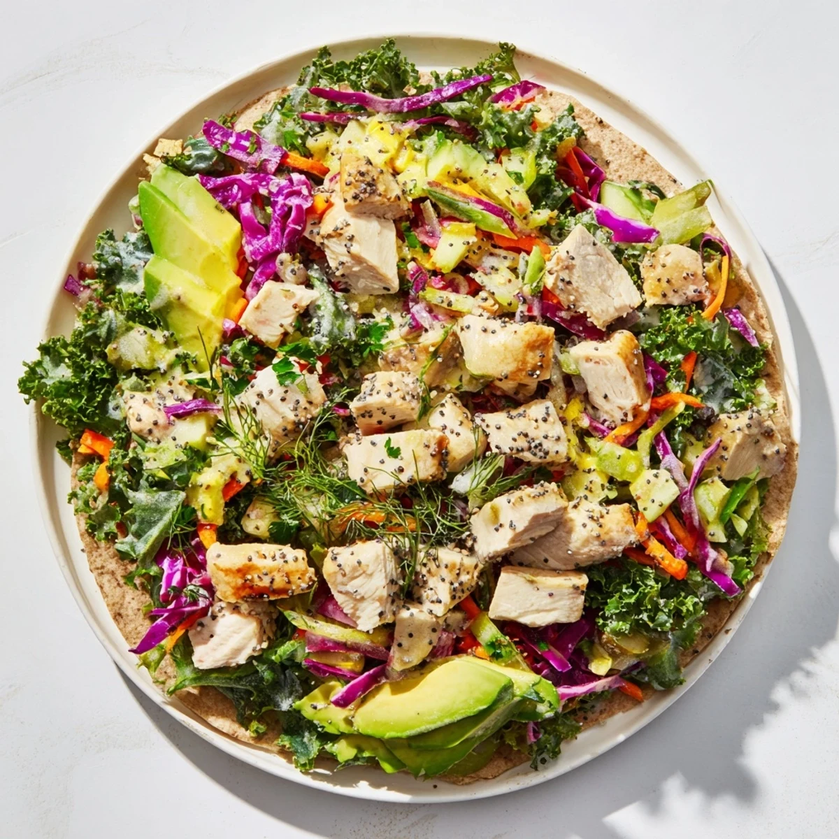 Freshly made Poppy-Inspired Chicken Salad Wraps offer a delightful crunch, packed with flavor and texture.