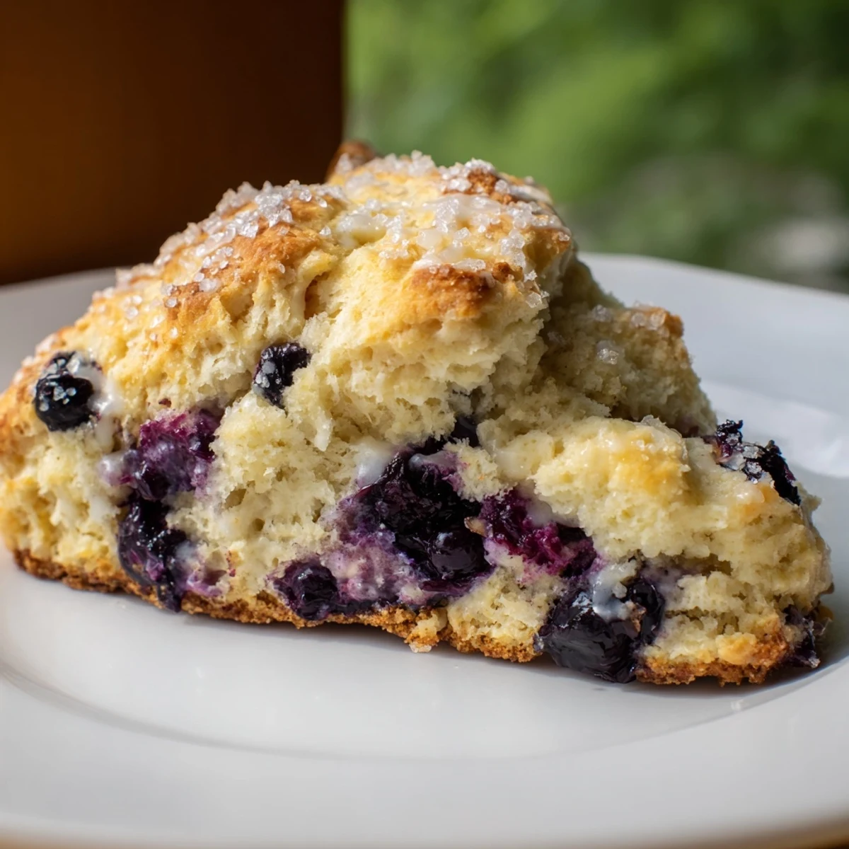 Golden-brown Rustic Birch-Warm Blueberry Scones, freshly baked and ready to be enjoyed warm with a smear of butter.