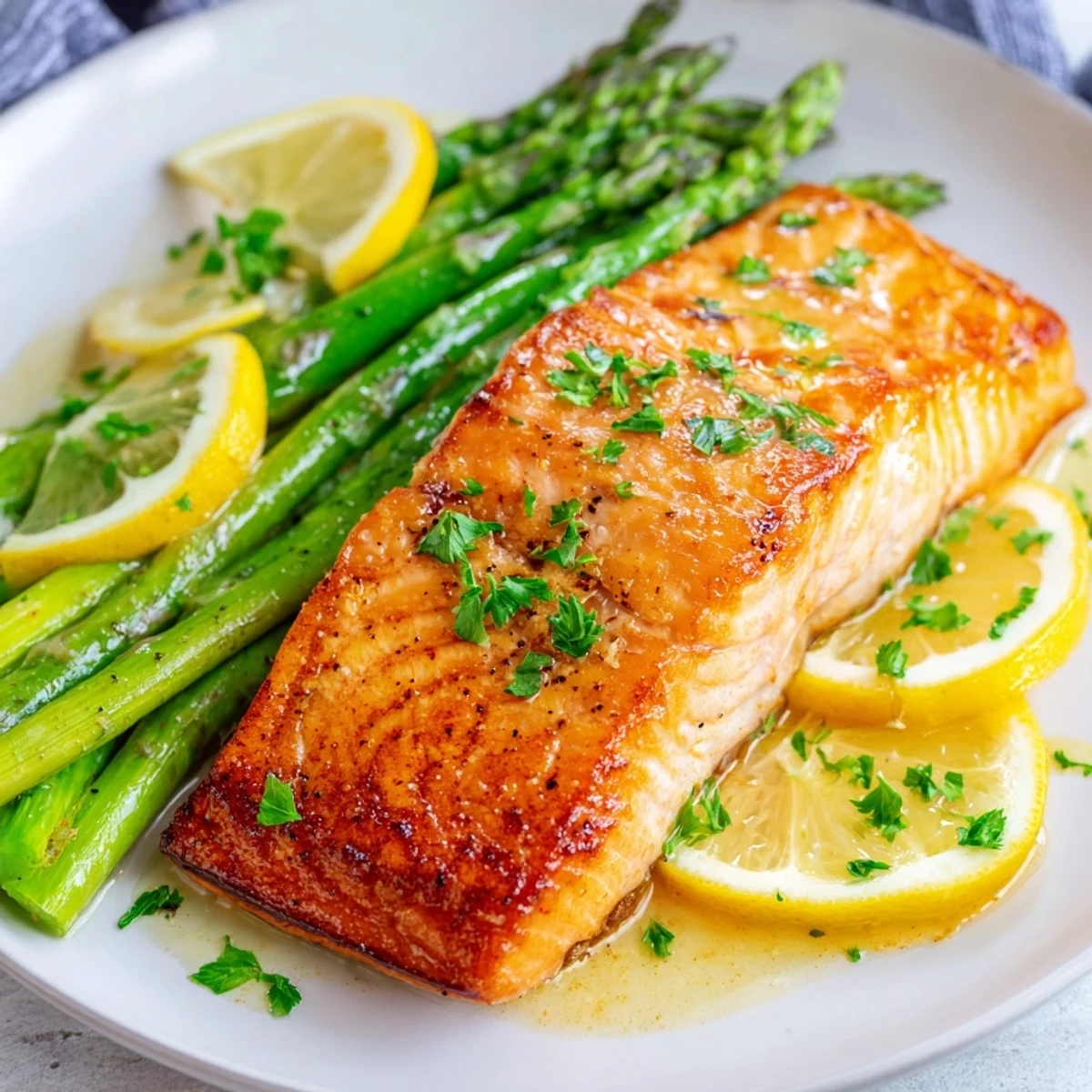 Prepared Skillet Lemon-Butter Salmon, with golden-brown salmon fillets, ready to savor the fresh zest.