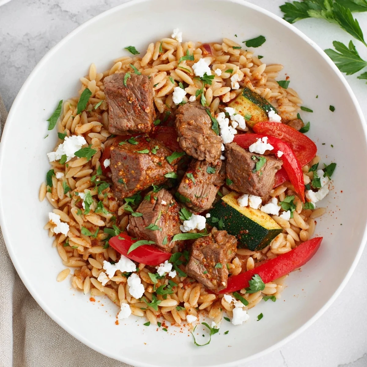 Imagine a vibrant bowl of Smoky Mediterranean Lamb and Orzo Supper, a comforting family favorite with bold flavors.