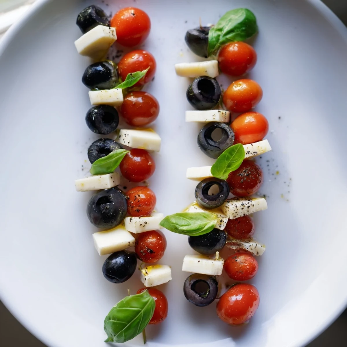 Beautiful, innovative Double Helix Genetic Code appetizer with fresh basil, perfect for entertaining.