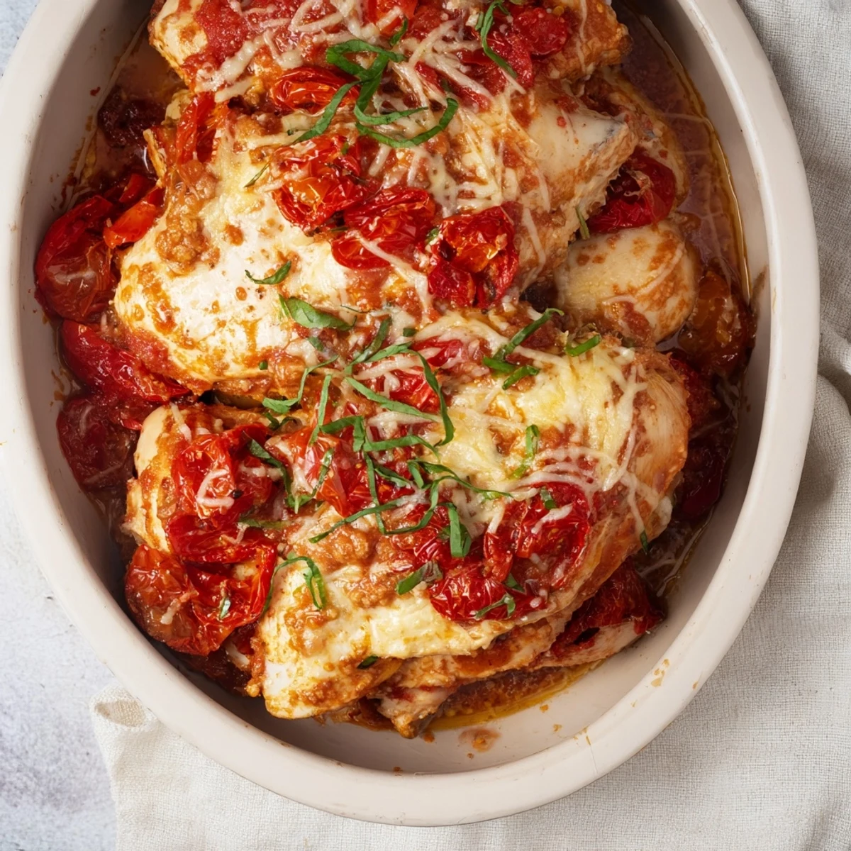 Marry Me Chicken Meatballs, swimming in a creamy sun-dried tomato sauce, ready to serve with crusty bread.