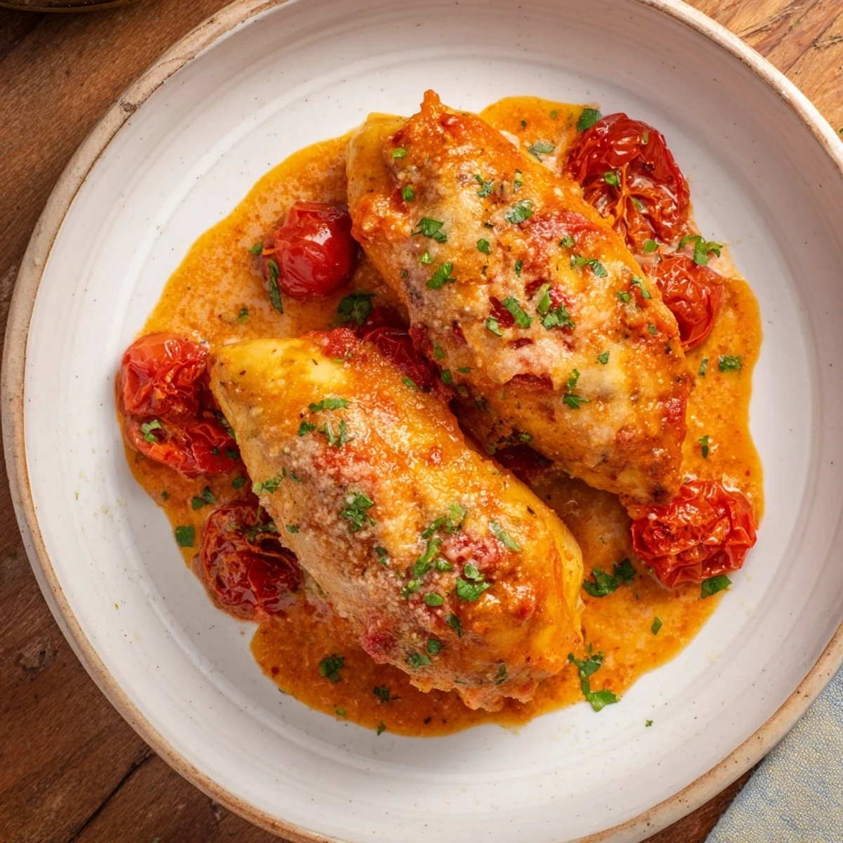 Savory Marry Me Chicken Meatballs simmering in a Parmesan cream sauce, creating a rich Italian-American dinner.