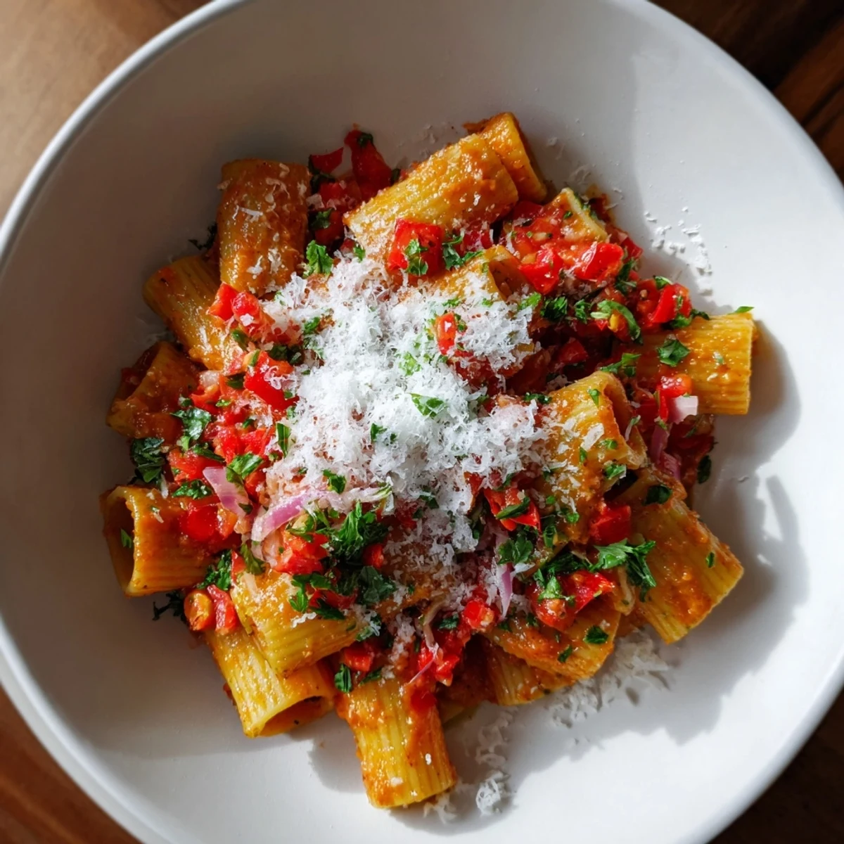 One-Pot Diavola Spicy Pasta simmering in a large pot, rich red sauce bubbling enticingly.