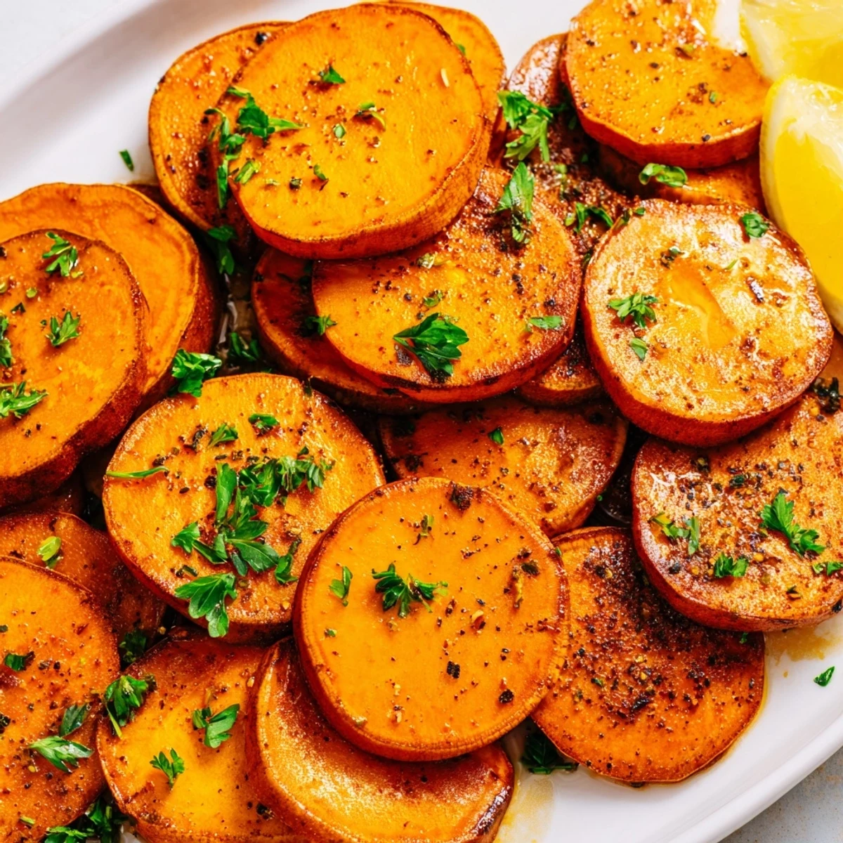 Golden-brown Cajun Roasted Sweet Potatoes sizzling on a baking sheet, ready for a flavorful side.