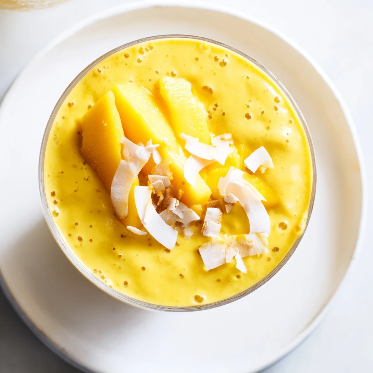 Sweet, creamy Mango Turmeric Smoothie, perfect for a vegan breakfast or a healthy boost.