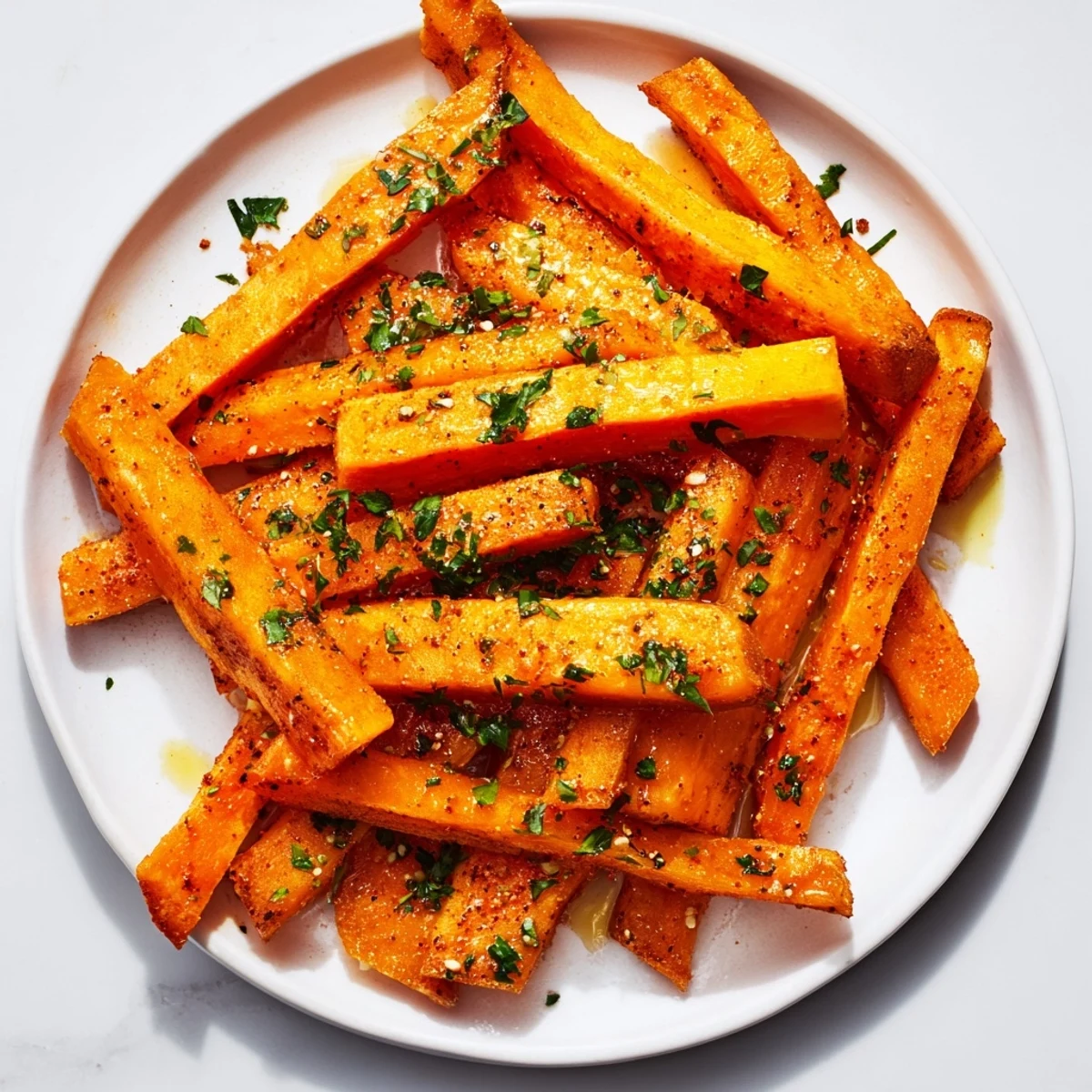 Air-fried Cajun spiced sweet potato fries, seasoned and flavorful, perfect for a snack or meal.