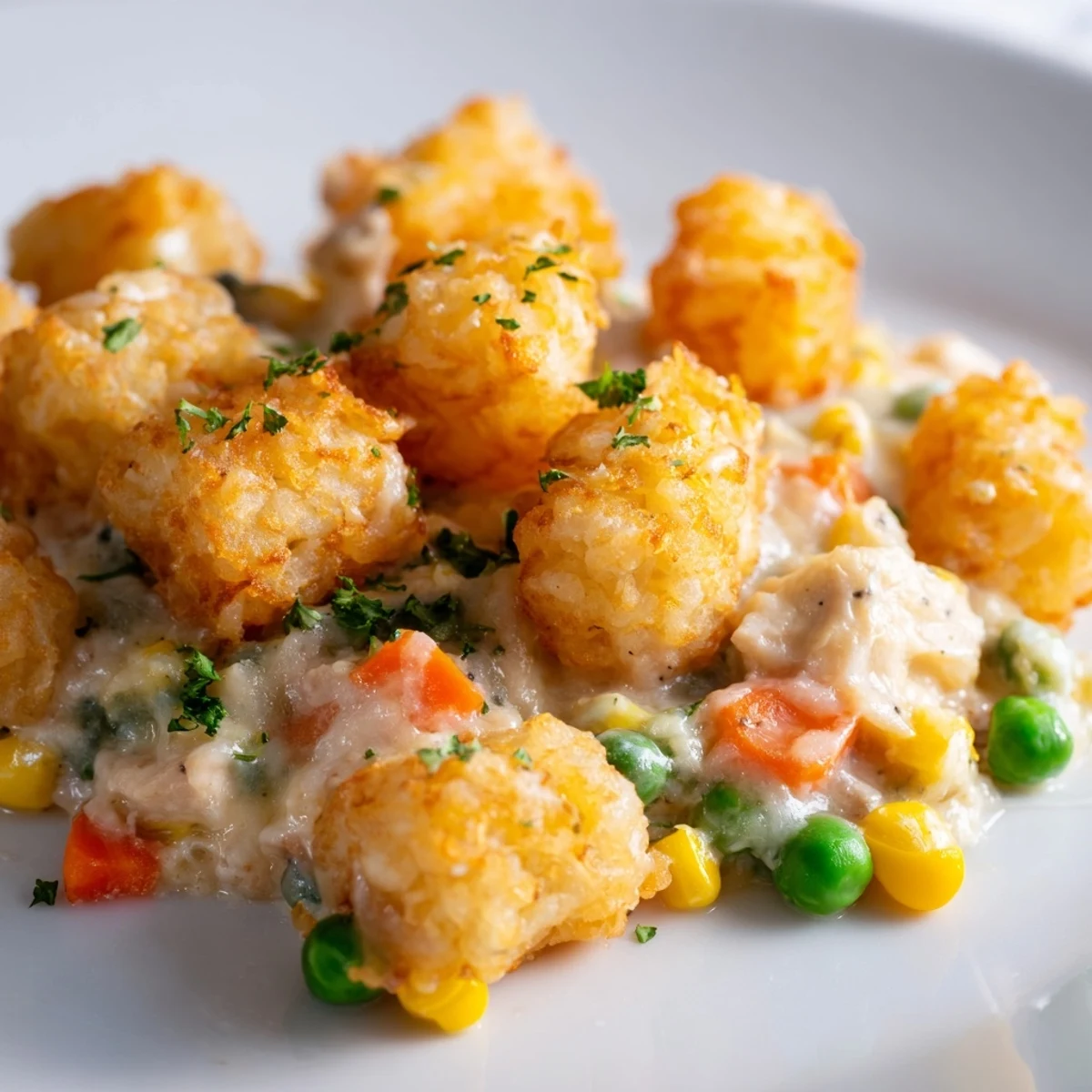 Golden, crispy tater tots crown this comforting Crispy Tater Tot Casserole, baked until bubbly and delicious.