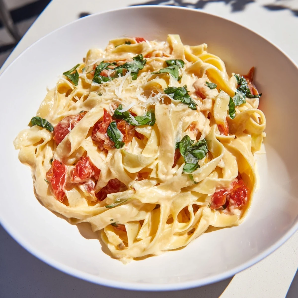 Roasted whole garlic bulbs add sweet, mellow aroma to this creamy pasta sauce, served warm with crusty bread for dipping.