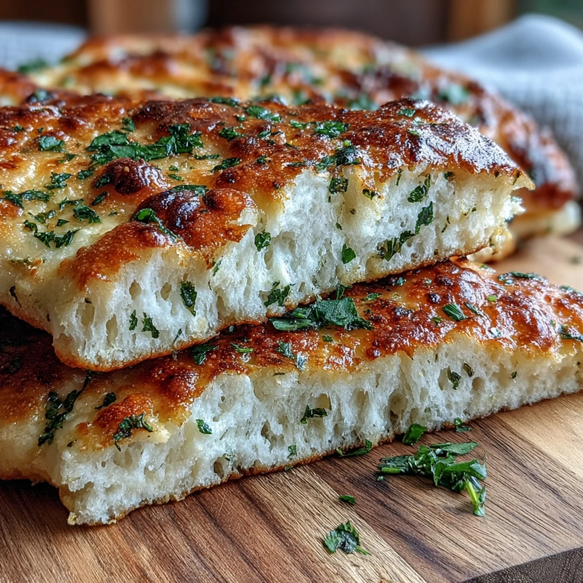 Fluffy The Best Easy Garlic Naan Bread served warm alongside a steaming bowl of chicken tikka masala for dinner.