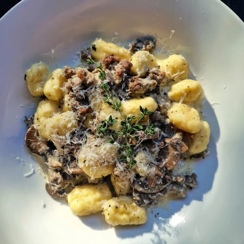 Woodsy Sausage Mushroom Gnocchi