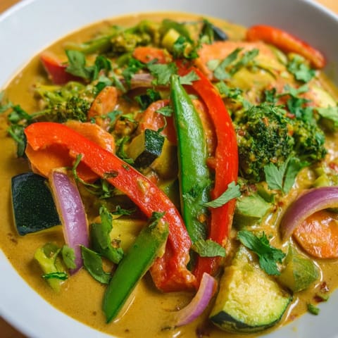 Aromatic, fragrant Coconut Curry Vegetables with tender vegetables swimming in creamy coconut milk sauce.