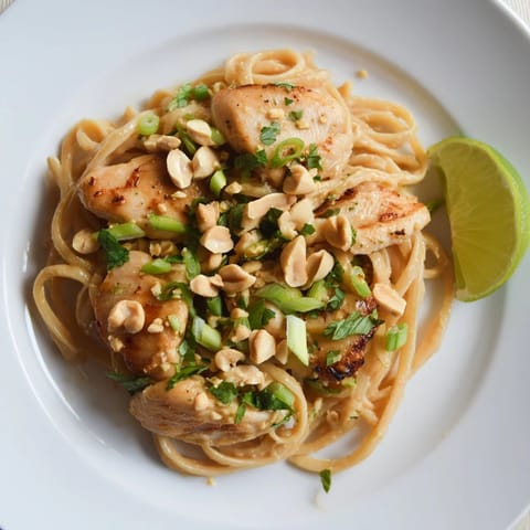 Tender chicken and linguine coated in a savory peanut sauce, this delicious Thai Peanut Pasta is ready.