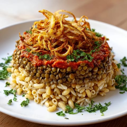 Egyptian Koshari Lentils Rice