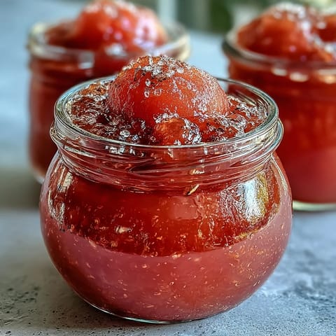 A close-up of vibrant pink guava preserves next to a wedge of creamy brie cheese.