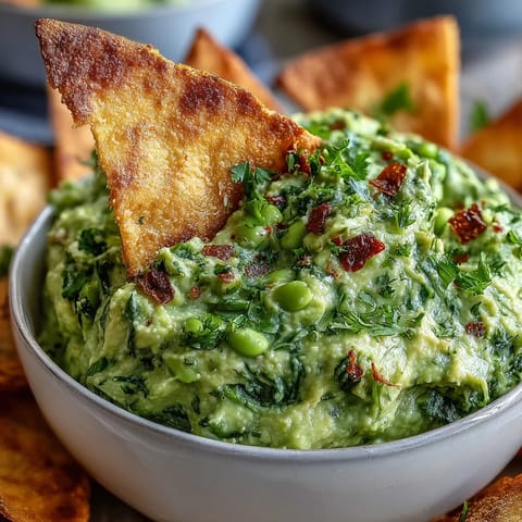 Edamame Guacamole with Pita