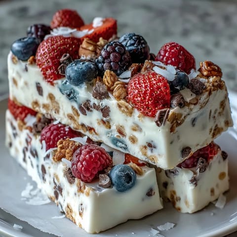 Frozen Yogurt Bark Berries Granola