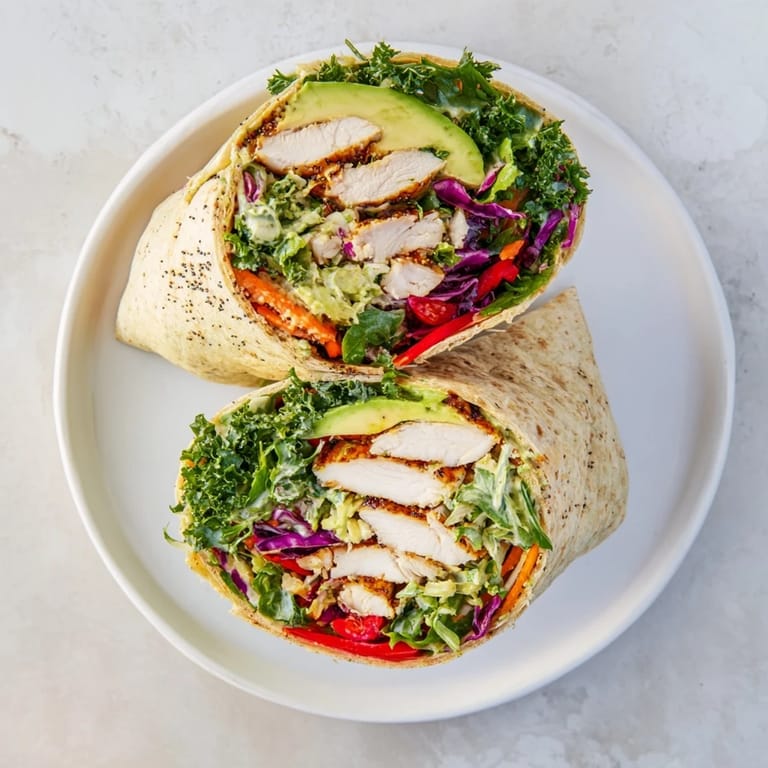 Brightly colored Poppy-Inspired Chicken Salad Wraps, filled with tender chicken and poppy seed dressing, ready to enjoy.