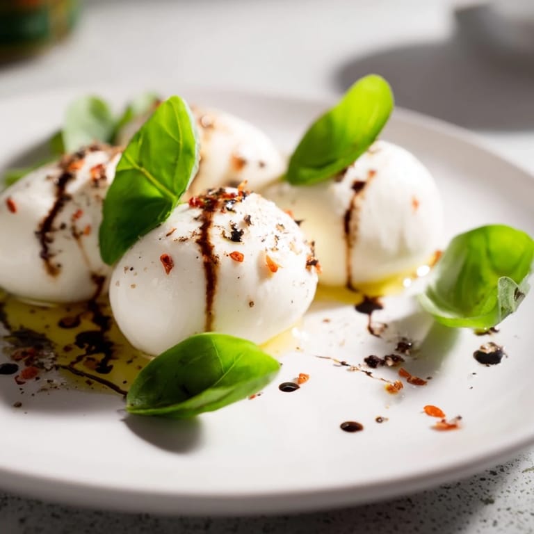 A small bowl of mozzarella pearls, glistening with olive oil, perfect for this cheese recipe.