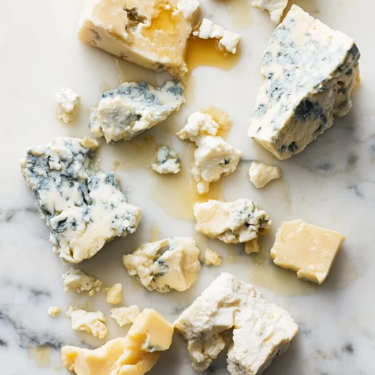 Delicious Marble Quarry cheese board with blue cheese chunks, creamy cheddar, and fresh grapes.