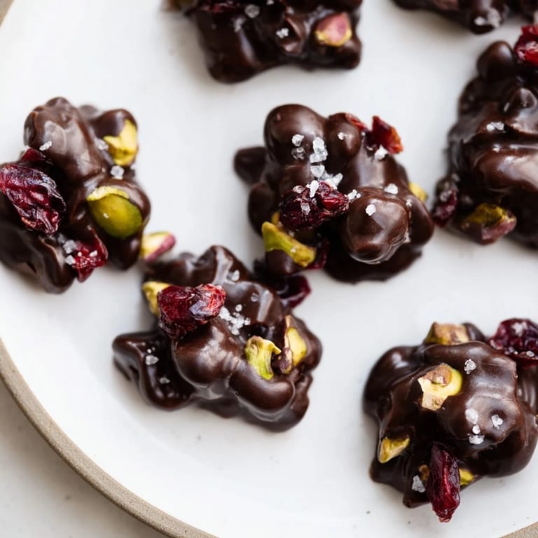 Homemade Pistachio and Dried Cranberry Clusters, a satisfyingly sweet and salty snack for gifting or sharing.