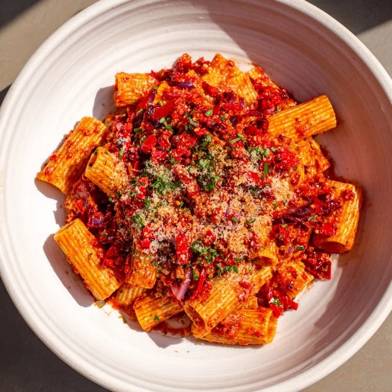 Close-up of a steaming bowl of One-Pot Diavola Spicy Pasta, ready for a delicious Italian meal.