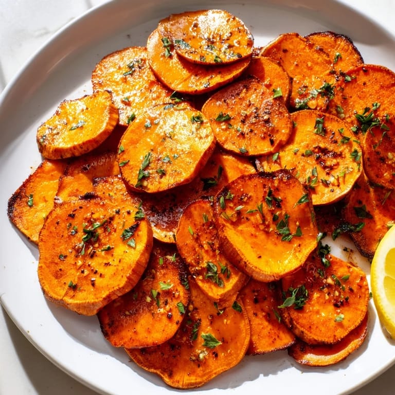Vibrant image of oven-baked Cajun Roasted Sweet Potatoes, garnished and ready to enjoy as a delicious side dish.