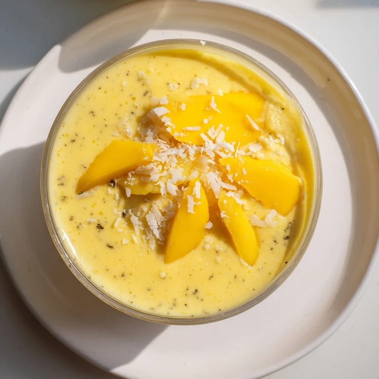 Bright yellow Mango Turmeric Smoothie swirled in a blender, ready to be poured and enjoyed.