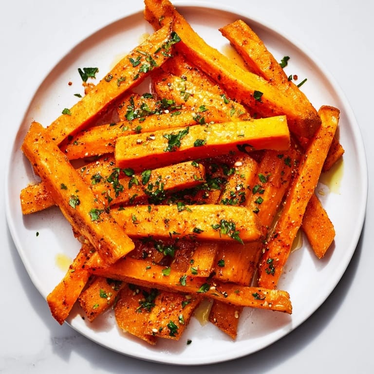 Air-fried Cajun spiced sweet potato fries, seasoned and flavorful, perfect for a snack or meal.