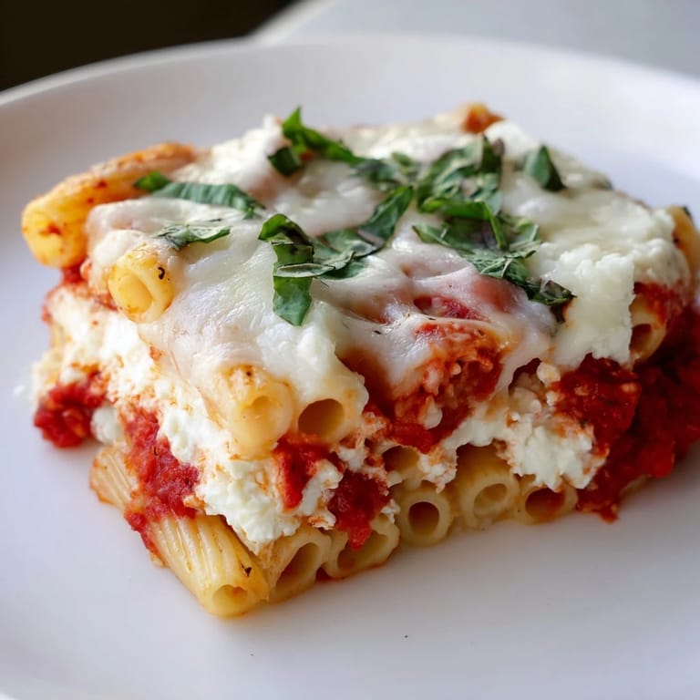 Golden-brown Cheesy Baked Ziti fresh from the oven, offering a comforting Italian-American meal.