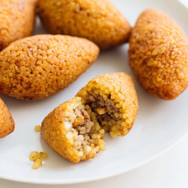 Delicious Lebanese Kibbeh served with fresh parsley, ready to be enjoyed as a flavorful appetizer.