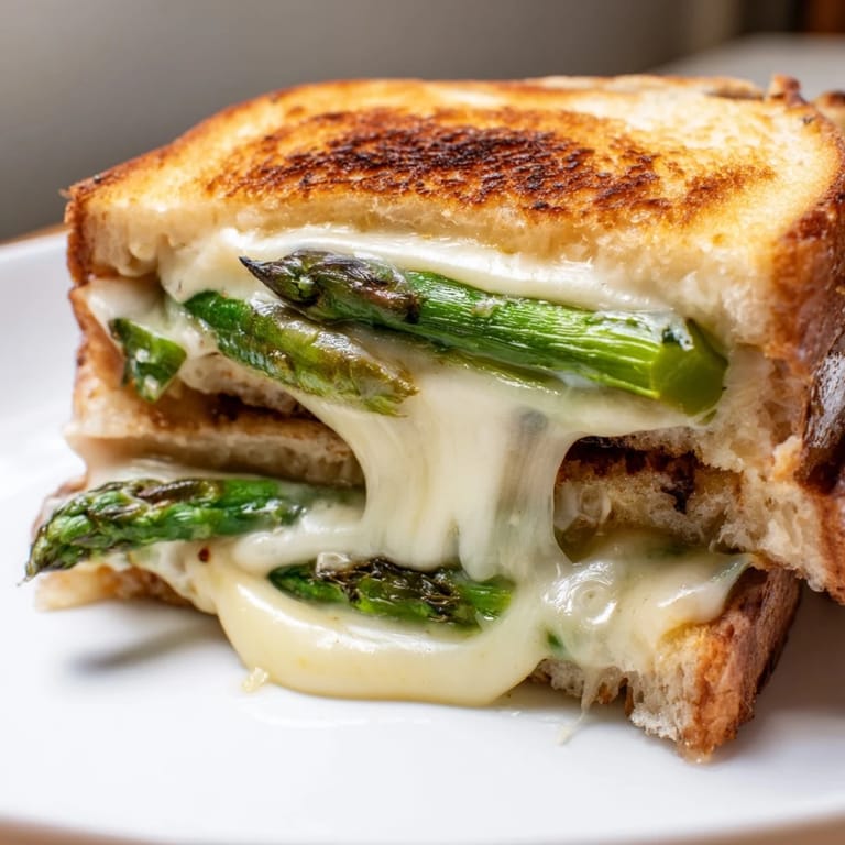 Buttery, golden sourdough holds tender asparagus and rich Brie in this Asparagus & Brie Grilled Cheese, perfect for lunch or a light dinner.
