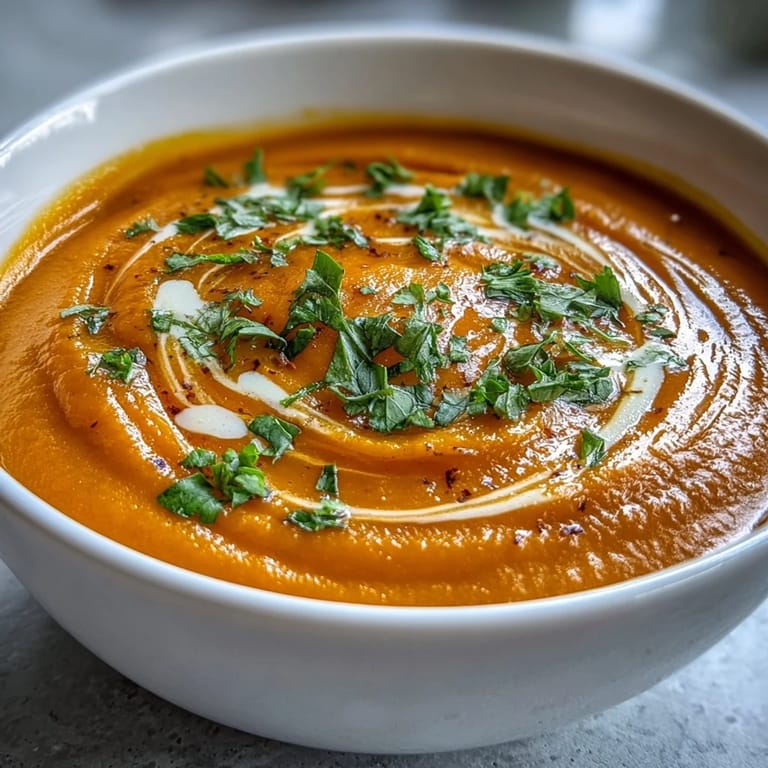 Brightened Carrot Ginger Soup steam rising, perfect with a crusty bread topping.