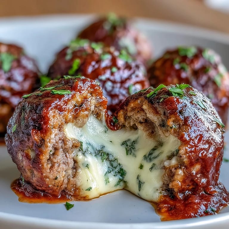 Rustic serving platter piled high with Cheesy, Garlicky Meatballs With Marinara and spaghetti for a family-style Italian dinner.