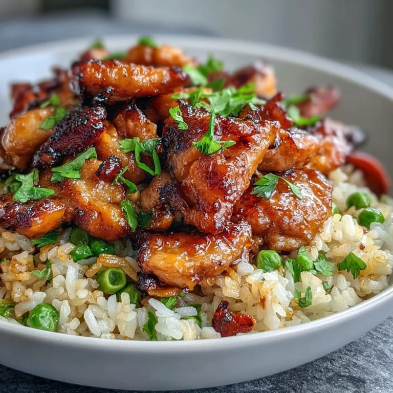 Serving suggestion for One-Pan Bold Honey BBQ Chicken Rice, plated with a lime wedge and fork, ready for a family dinner.
