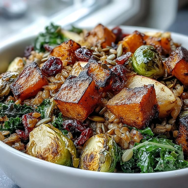 Fall Vegetable Bowl with sautéed kale and sweet apple slices served on hearty grains.