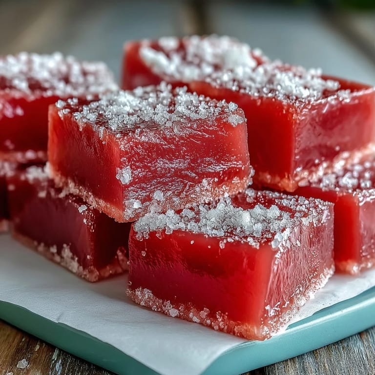 Homemade Goan Guava Cheese squares sit on a rustic board next to a cup of hot tea and fresh limes.