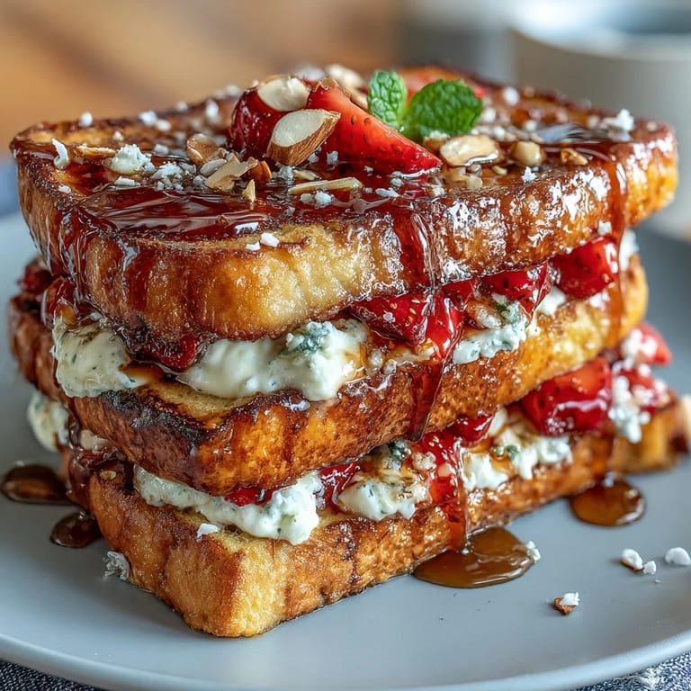 Fluffy brioche casserole layered with strawberries, creamy custard, and crunchy almonds—ideal for a bright spring brunch.