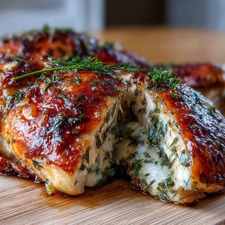 Herb Butter Roast Chicken with Preserved Lemon: Whole chicken stuffed with preserved lemon, onion, and herbs, roasted until crispy skin and tender, flavorful meat.