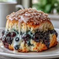 Golden Lemon Blueberry Scones drizzled with sweet, tangy lemon glaze, baked to perfection.